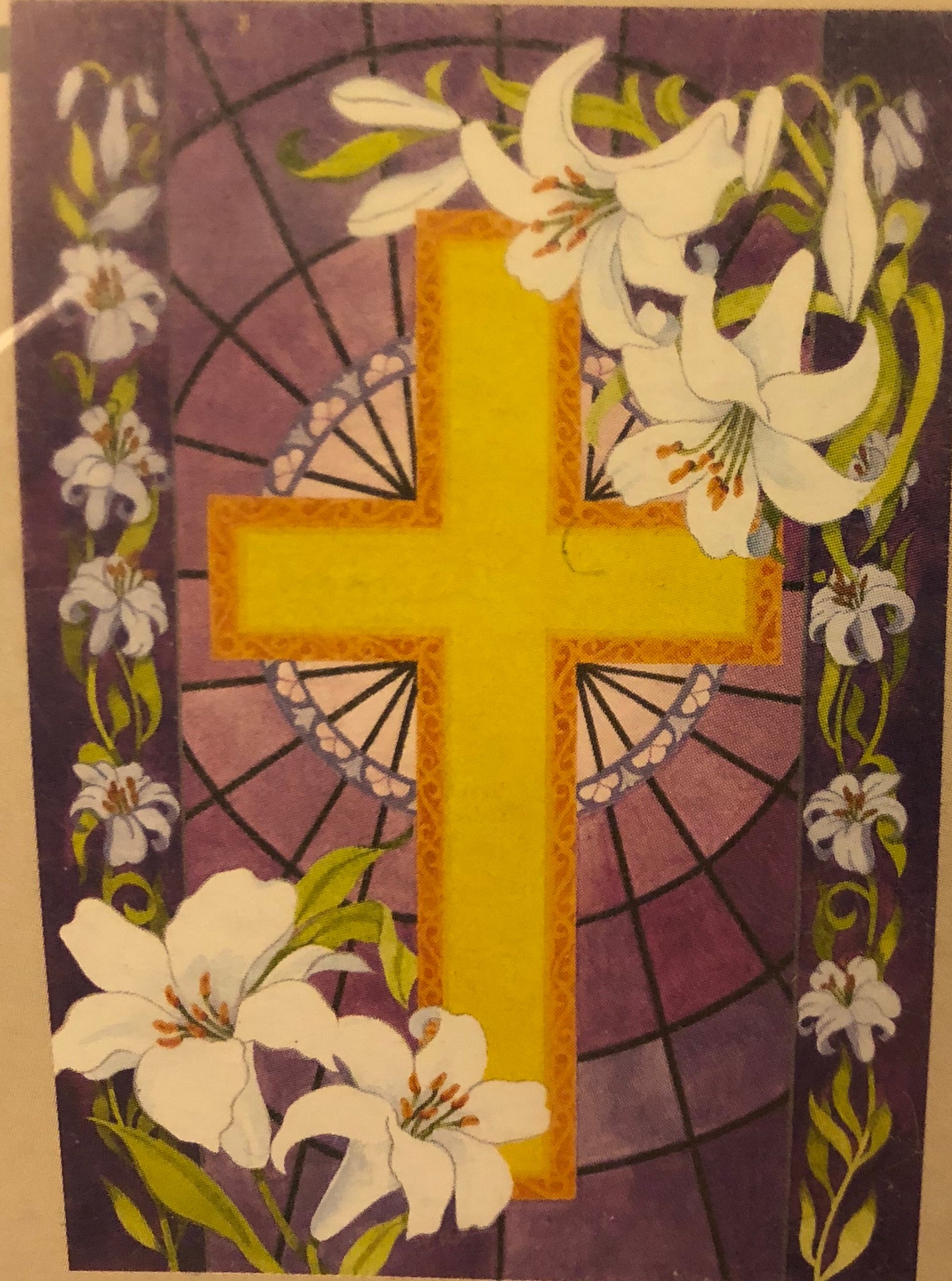 Cross & Lilies- Large Flag