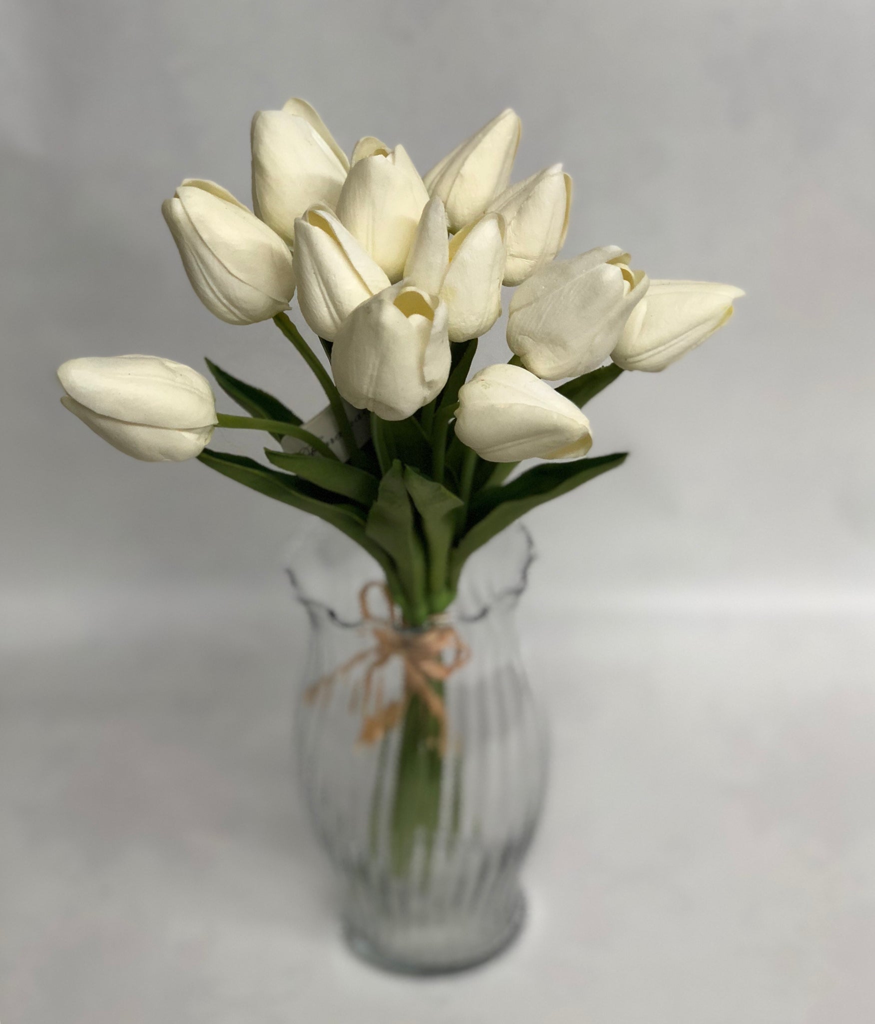 "Feel Real" White Tulip Bunch -Artificial