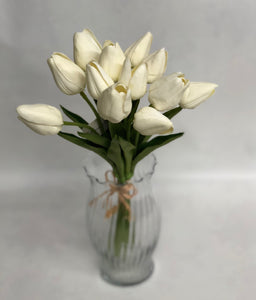"Feel Real" White Tulip Bunch -Artificial
