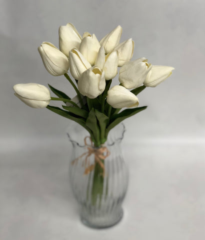 "Feel Real" White Tulip Bunch -Artificial