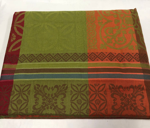 Table Cloth- Green, Orange, Red, Brown and Teal