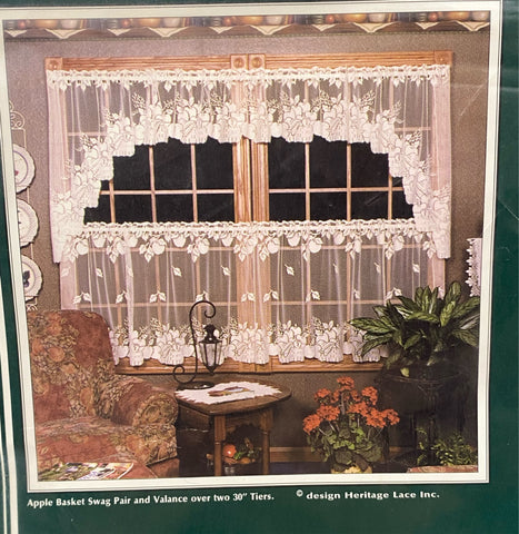 Apple Basket - 60"x14" Valance -White