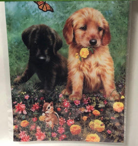 Pups and Flowers -Small Flag