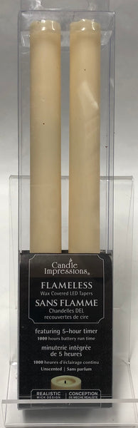 Candle Impressions -Battery Taper Candle -Cream 8” -Unscented