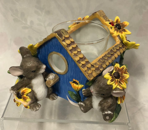 Charming Tails -Spring Garden -Birdhouse Votive Candle Holder