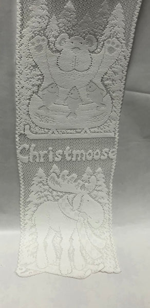 Santa & Friends With Holly -Lace Wall Hanging -White