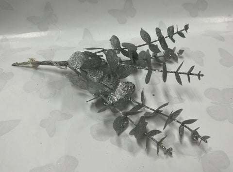 Silver Glitter Eucalyptus Pick