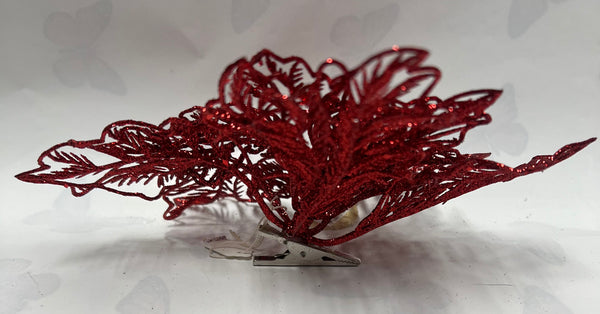 Red Glitter Poinsettia Clip