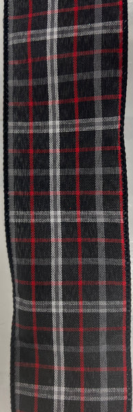Festive Plaid -Black with Red and White