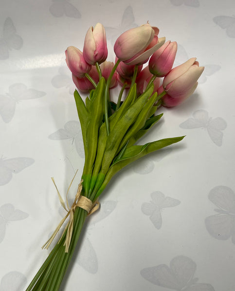 "Feel Real" Pink Tulip Bunch -Artificial