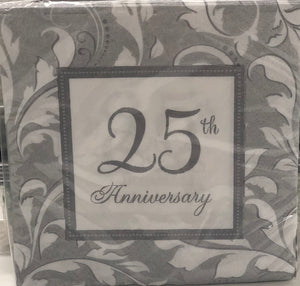 Cocktail Napkin- 25th Anniversary SIL