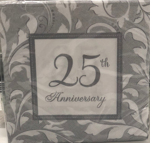 Cocktail Napkin- 25th Anniversary SIL