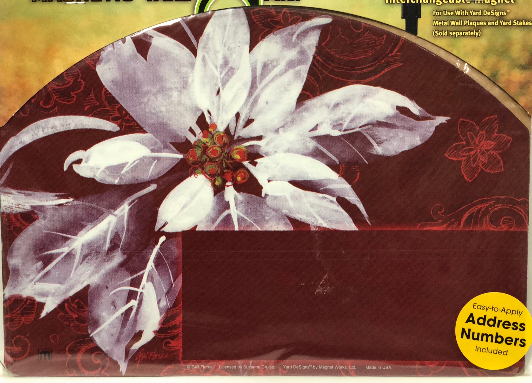 Magnetic Yard Sign -White Poinsettia