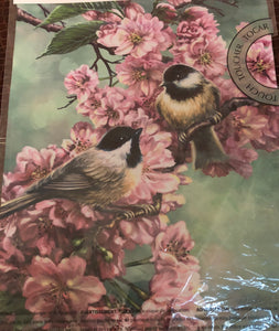 Chickadees and Cherry Blossoms -Small Flag