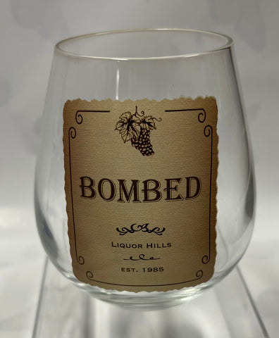 “Bombed” Stemless Wine Glass