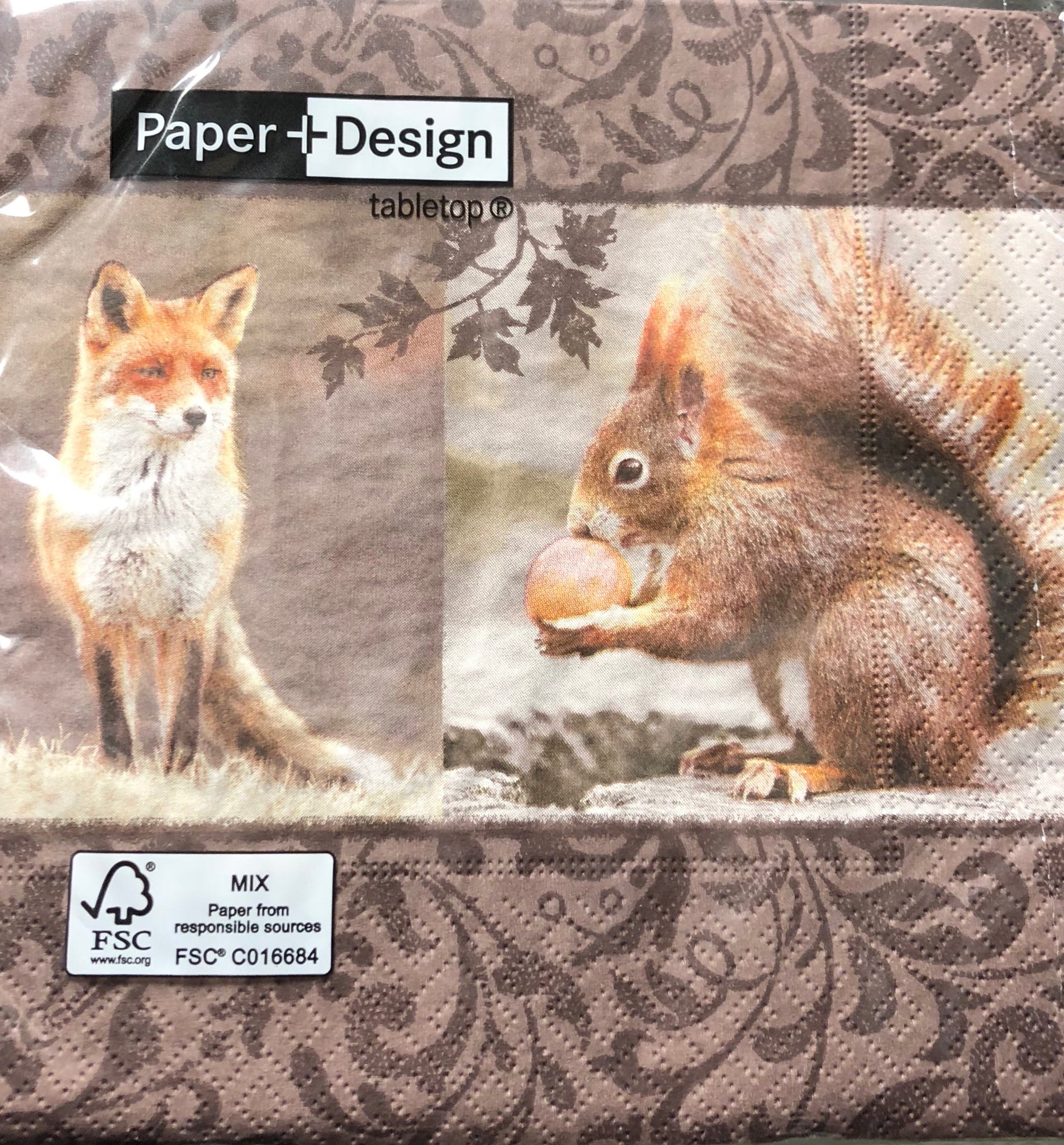 Luncheon Napkin -Fox and Squirrel