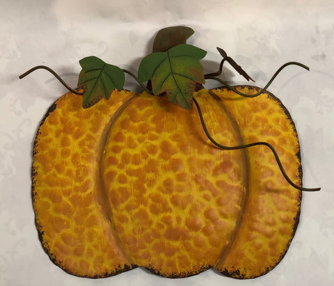 Metal Pumpkin With Leaves