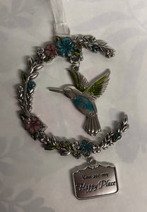 Hummingbird Ornament - Happy Place