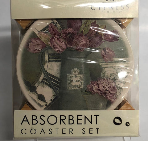 Coaster Set With Caddy -Jardin Du Marais