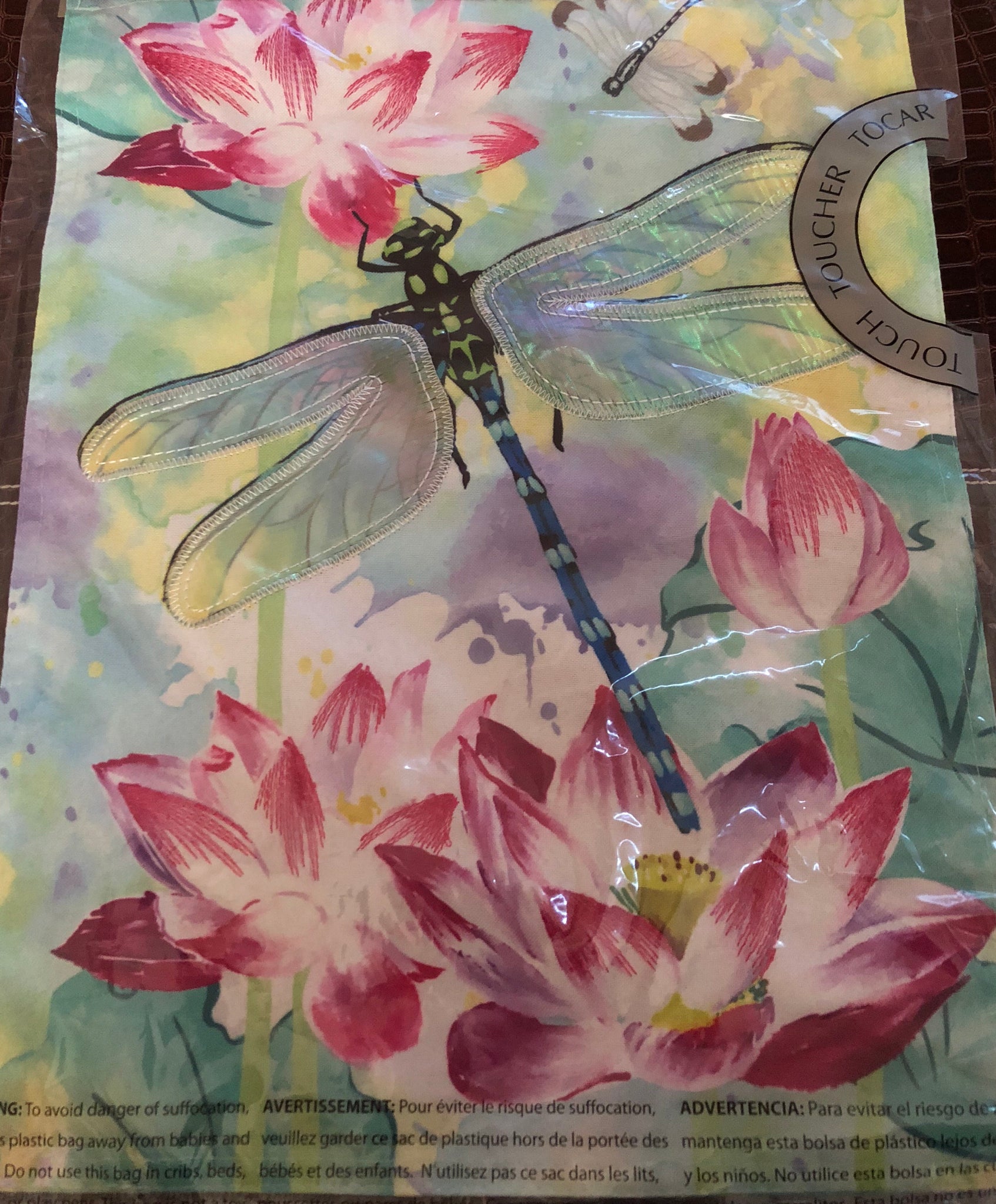 Dragonfly with Lotus -Small Flag