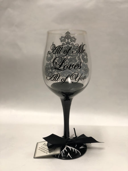 Elegant Black Ink Wine Glass “All Of Me”