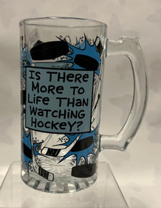 Glass Hockey Beer Stein Mug