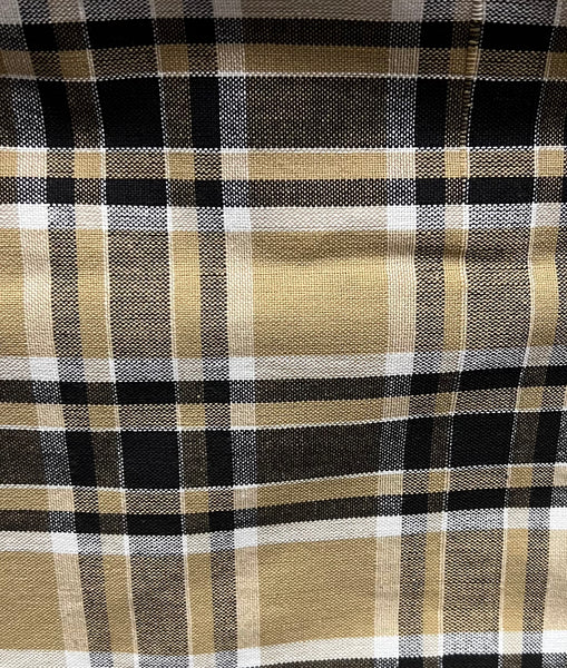 Table Cloth- Plaid- Light Brown, Black and White