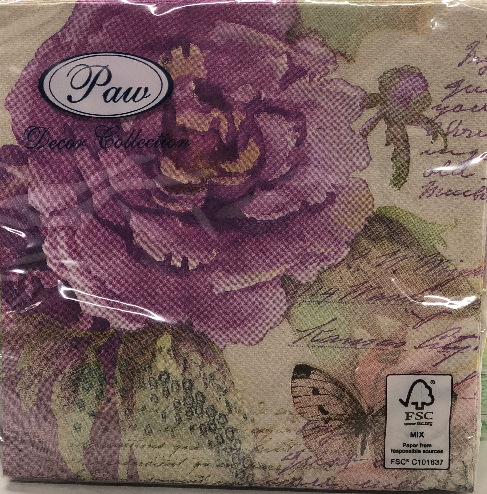 Cocktail Napkin- Purple flower/ butterfly