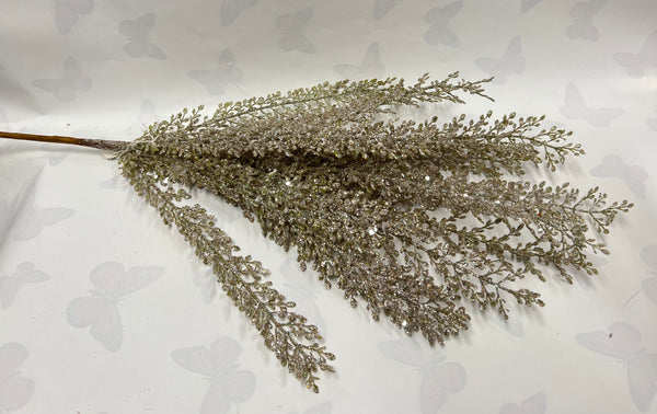 Glitter Fern Bush -Champagne Silver