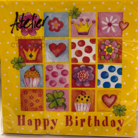 Luncheon Napkin-Birthday squares