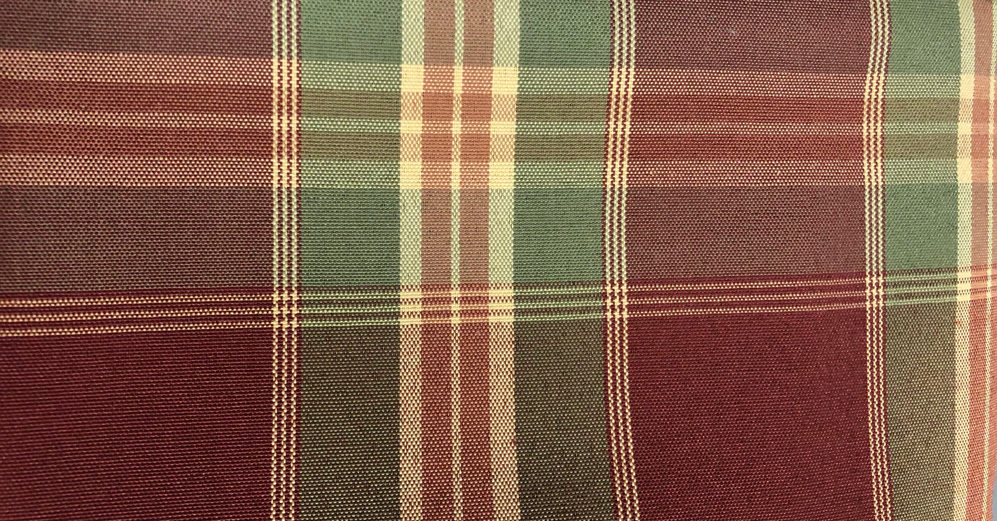 Table Cloth- Plaid- Burgundy, Green and Cream