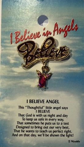 I Believe Angel Pin -Pink