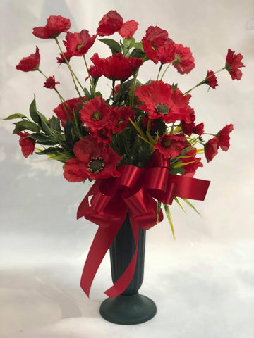 Artificial Cemetery Vase -Poppies
