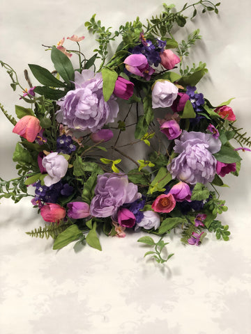 Spring Tulip and Peony Wreath