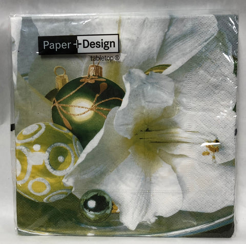 Luncheon Napkin- Green Balls & Blossoms