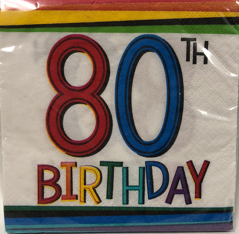 Cocktail Napkin -Rainbow Birthday 80