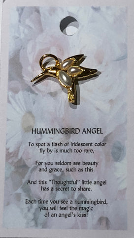 Hummingbird Angel Pin -White