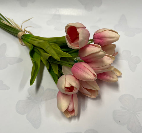 "Feel Real" Pink Tulip Bunch -Artificial