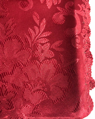 Table Cloth- Floral- Burgundy- Scalloped Edge