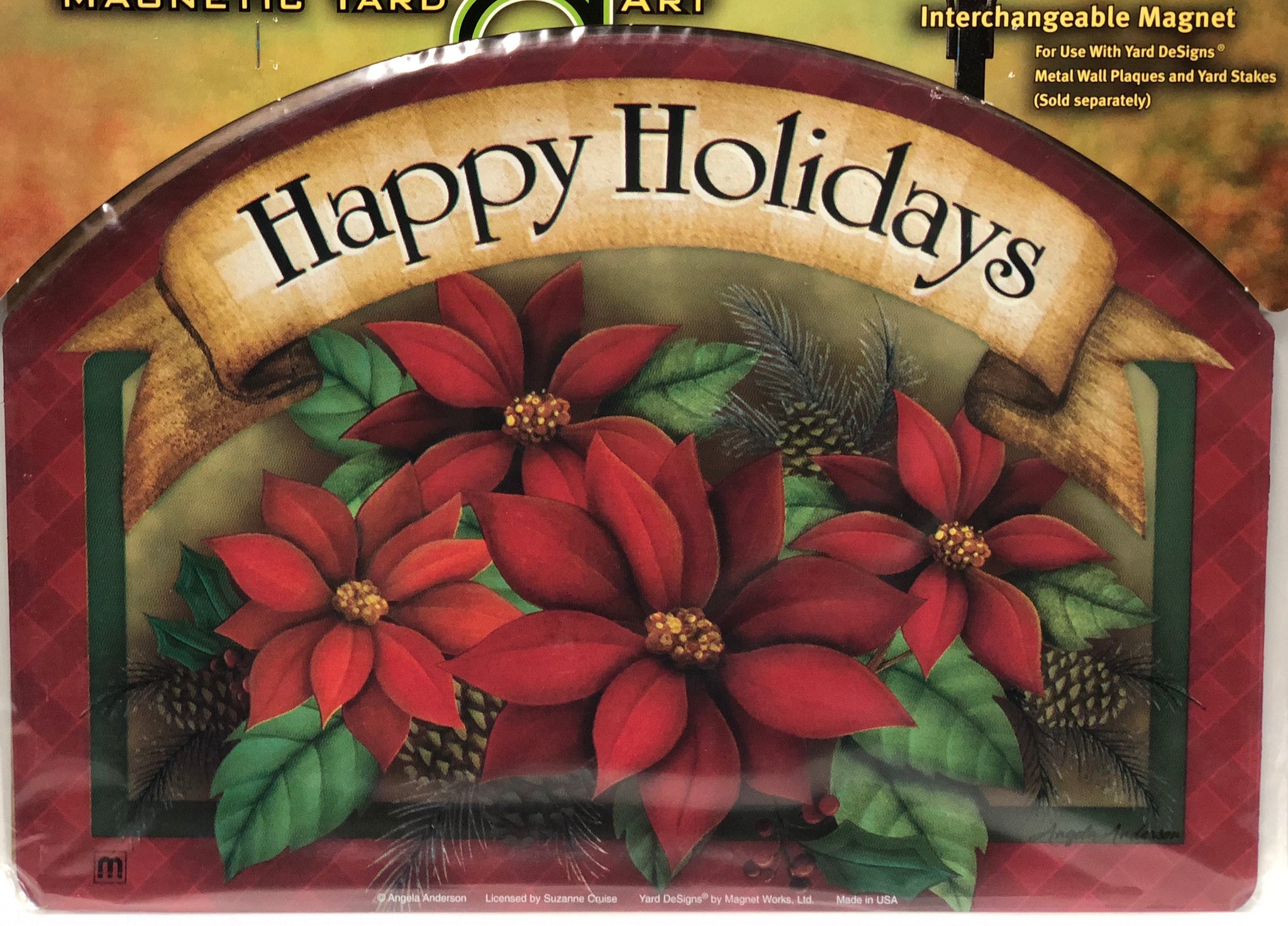 Magnetic Yard Sign -Poinsettia Basket