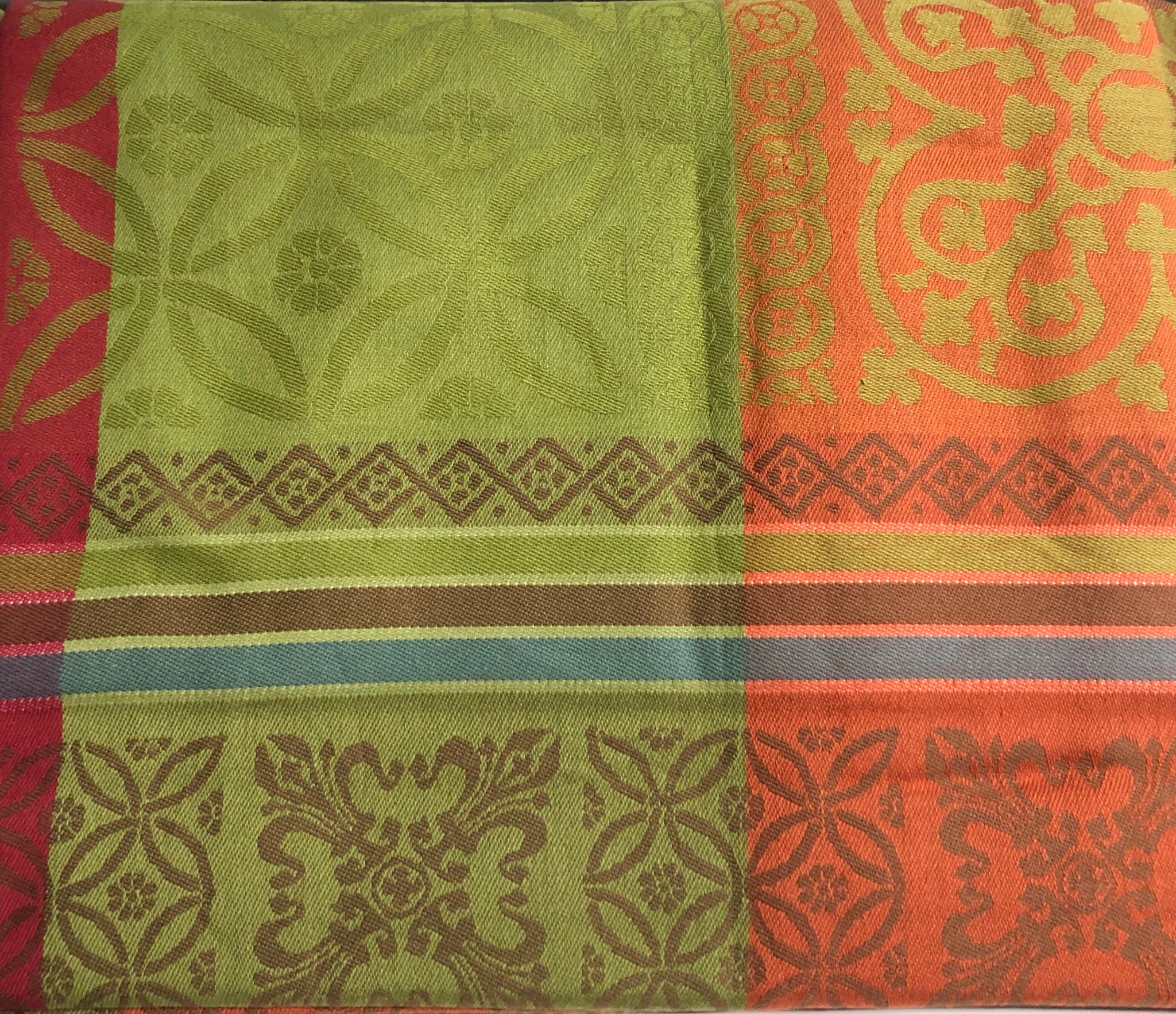 Table Cloth- Green, Orange, Red, Brown and Teal