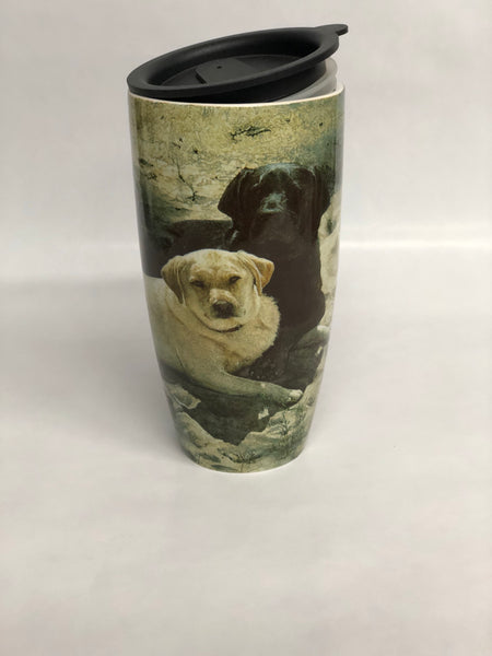 Black and White Dogs Latte Travel Mug