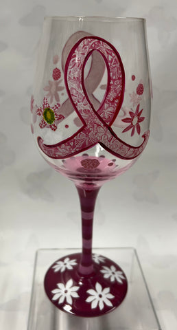 Pink Ribbon Wineglass