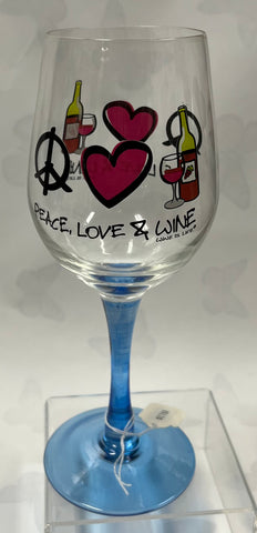 Peace, Love, Wine -Wineglass