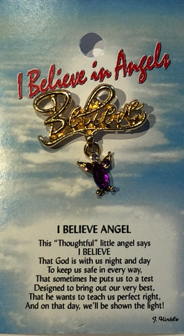 I Believe Angel Pin -Purple