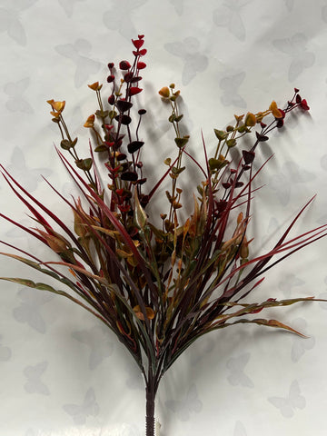 Plastic Grass Bush -Burgundy