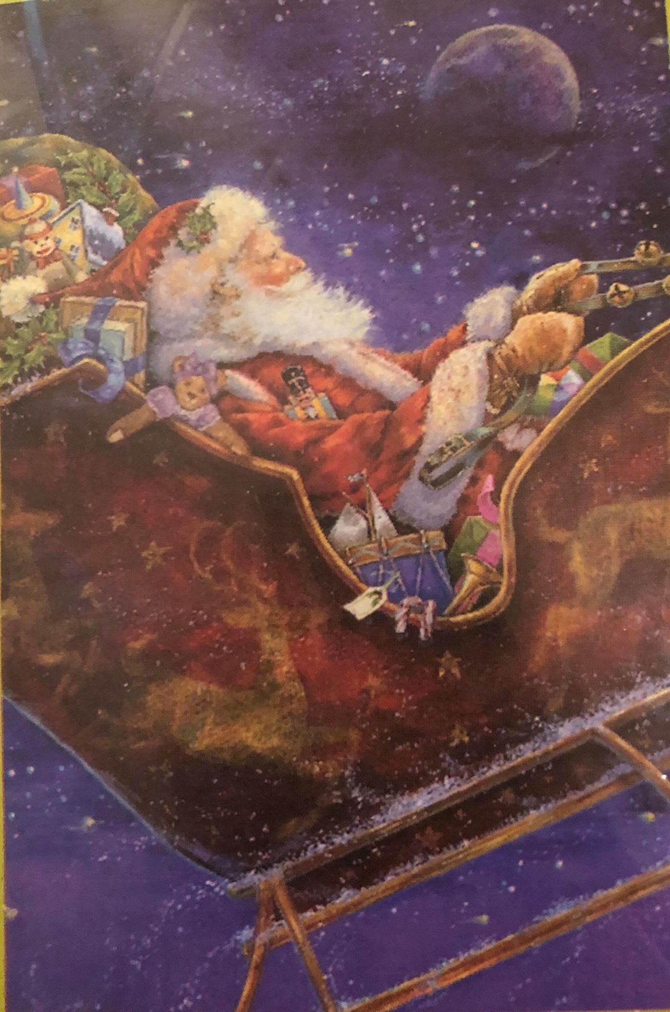 Santa in Sleigh -Large Flag