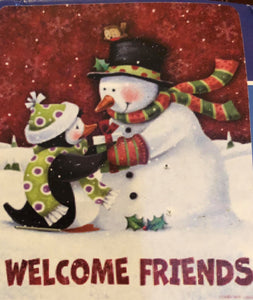 Snowman & Penguin -Large Flag