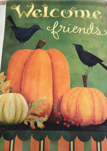 Pumpkins and Crows - Large Flag