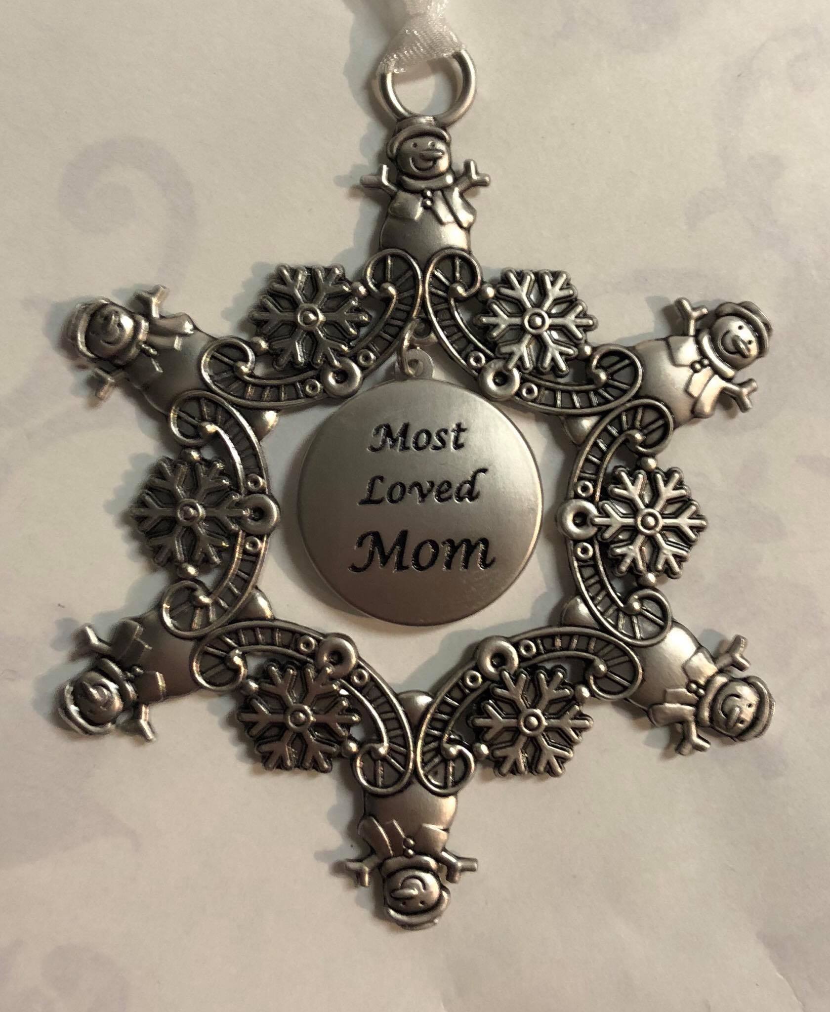Snowflake Photo Tree Ornament "Most Loved Mom"